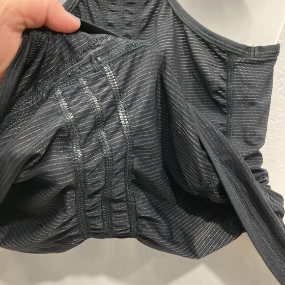 Lululemon Tank Top Women's Run Energy Racerback Black Cinch Waist Striped Size 6 - Picture 12 of 12